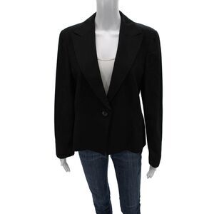 Armani Collezioni Women Black Wool Blazer Long Sleeve Size 14